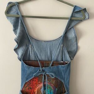 Denim Ruffle Strap Dress